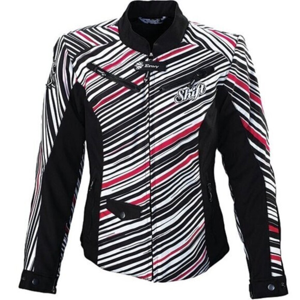 Women's SHIFT Envy Armour Motorcycle Biker Motocross Jacket Stripes Size XS EUC